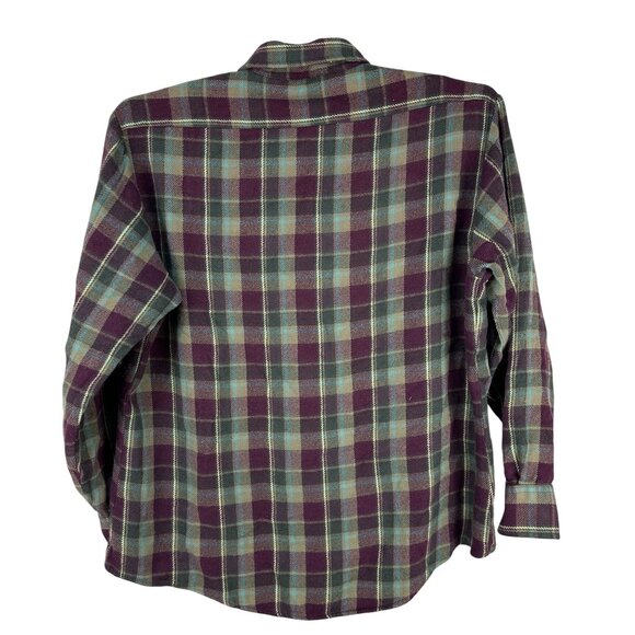 Sparetime Mens Plaid Button Down Long Sleeve Shirt Purple Green Acrylic XL - Picture 2 of 5